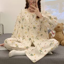 Pajama Sets Women Print Student Breathable Casual