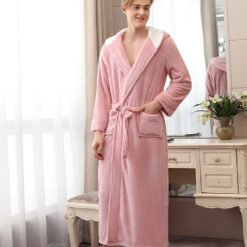 Plus Fat Coral Velvet Bathrobe Pajamas For Men - Pink man, XL
