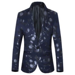 Men's Suits Casual Korean Style Youth Slim Suits - Navy flower, L