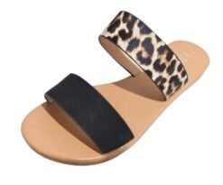 Leopard slippers sandals - Black, 35