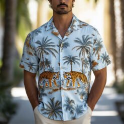 Fashion Casual Print Hawaiian Shirts For Men - Style 2, L