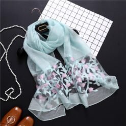 new brand women scarf fashion hollow Embroidery silk scarves lady shawls and wraps spring summer sunscreen beach stoles - Mint Green