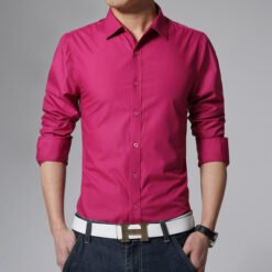 French Dress Shirt Formal Tuxedo Shirts - Rose Red, M