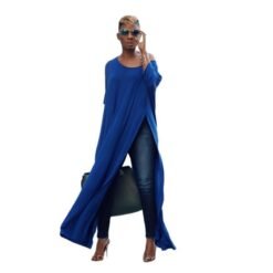 One Shoulder Casual Fall Dresses - Blue, 4XL