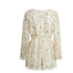 Alternative view of lace jumpsuits rompers Women deep v long sleeve shorts