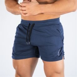 Men Fitness Bodybuilding Shorts - Navy Blue, L