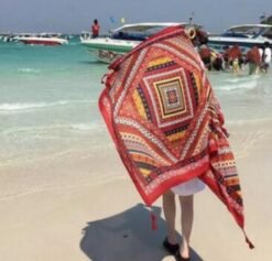 Indian Hippie Shawl Beach Scarves Linen Warm Retro Geo Bohemian Shawls Wraps Scarves - 180X110cm