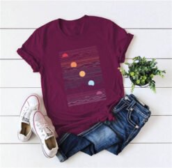 Women's oversized printed T-shirt - Wine Red, L