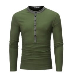 Young Men Fake Two Long Casual T-Shirts - Green, 2XL