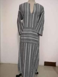 Women Long Striped Casual Loose Maxi Dresses - Black, 4XL