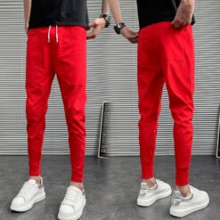 Slim Trousers Solid Color Harlan Trousers - Red, 31