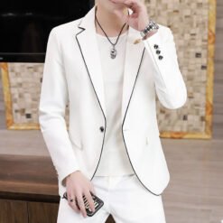 Men's Suits, Slim Korean Style Small Suits - White, M