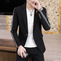 Men's Suits, Slim Korean Style Small Suits - A3Ablack, M