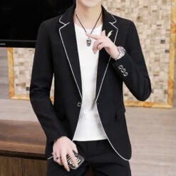 Men's Suits, Slim Korean Style Small Suits - A1Ablack, L