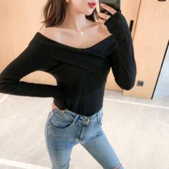 Off-the-shoulder comfort knits for everything - Black, XL