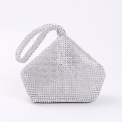 Portable Rhinestone Party Evening Bags - Silver, Large