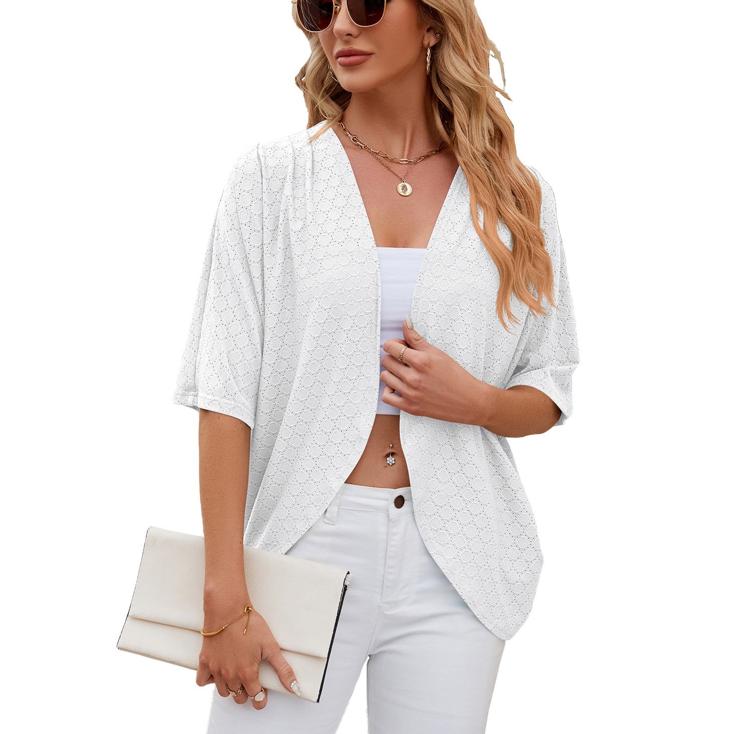 Half Sleeves Cardigan Knitted Cardigan Coat Office Cardigan - Image 9