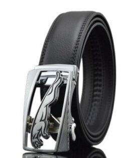 Men Automatic Buckle Leather Belts - Chromium buckle, Tiger