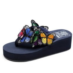 Handmade slippers butterfly sandals and slippers - Black, 40