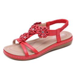 Sandals seaside rhinestone flower flats - Red, 38