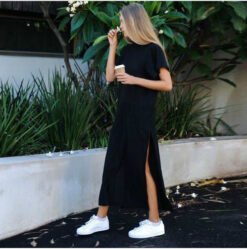 Casual Black Long Dresses - Black, XL