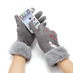 Gloves women winter suede gloves - Grey, One size