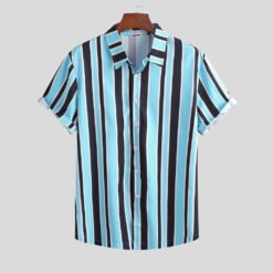 Men Stripe shirts - Blue, L