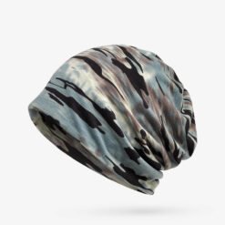 Unisex Camouflage Beanies Hats For Men and Women Flexible Turban Hats Ring Scarf Hip Hop Skullies Beanies Hedging Cap - Blue