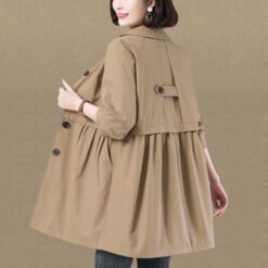 Waist Slimming Little Trench Coat Women - 0379 Khaki, 4XL