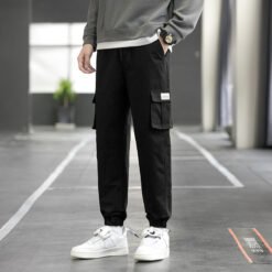 Cargo Pants Men Streetwear Joggers Casual Sweatpants Techwear Army Trousers - Black, L