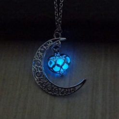 Glowing Pendant Necklaces Silver Plated Chain Necklaces - Love blue