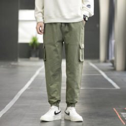 Cargo Pants Men Streetwear Joggers Casual Sweatpants Techwear Army Trousers - Military green, XL
