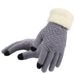 Winter knitted gloves - Grey