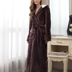 Plus Fat Coral Velvet Bathrobe Pajamas For Men - Coffee Girl, 3XL