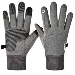 Men's Cycling Touchscreen Fleece Driving Gloves - Light Grey, M