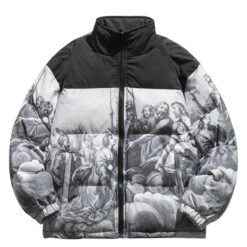 Hip Hop Oversized Padded Parkas Mens Harajuku Gradient Carto - 2 Style, XL