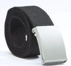 Candy-colored fashionable canvas belts for men and women - Black, Silver buckle