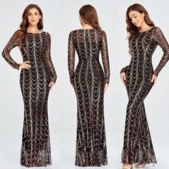 Sequins Women Maxi Dresses Long Sleeve Female Party Dresses - Figure2, S
