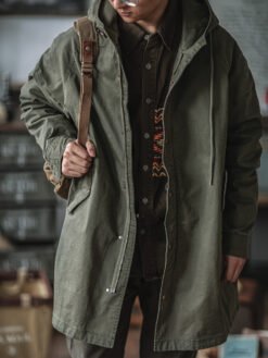 American Retro Fishtail Parka Hooded Jacket - Green, L