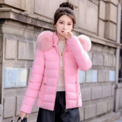 Removable Cap Down Cotton Small Padded Jacket - Pink, XL