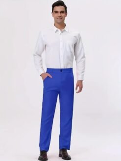 Solid-color, Lightweight Business Casual Chinos Slim-fit Athletic Trousers - Blue, S