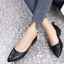 Low Top Pumps Pointed Toe Heels - Black, 40
