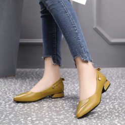 Low Top Pumps Pointed Toe Heels - Mustard yellow, 40