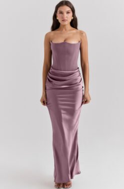Slim Tube Top Long Dress Sexy Fashion Bandeau Backless Party Evening Dresses For Women Clothing - Purple, M
