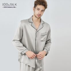 Mumi Heavyweight Silk Pajamas For Men - 5092 Silver Gray 16 M, L