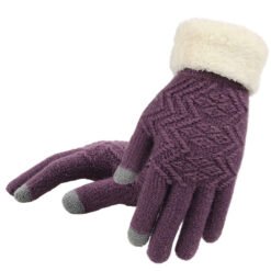 Winter knitted gloves - Purple
