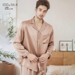 Mumi Heavyweight Silk Pajamas For Men - 5092 Golden Coffee Color 16 M, L