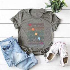 Women's oversized printed T-shirt - Grey, 3XL