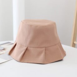 Women Sun Hats Female Summer Solid Bucket Hat Lady Pure Color Panama Cotton Outdoor Fisherman Hat - Orange