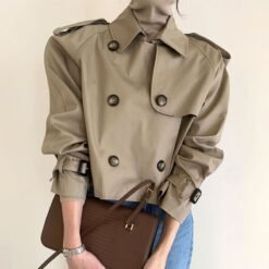 All-matching Short Trench Coat Women - Khaki, XL